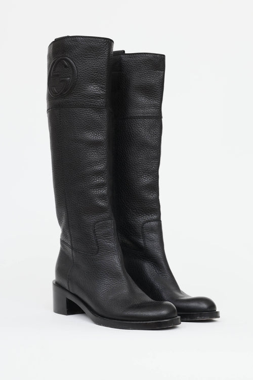 Gucci Leather GG Riding Boot