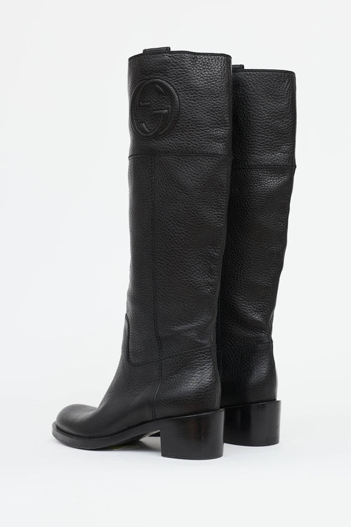 Gucci Leather GG Riding Boot
