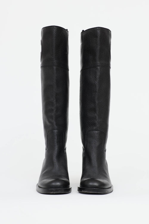 Gucci Leather GG Riding Boot