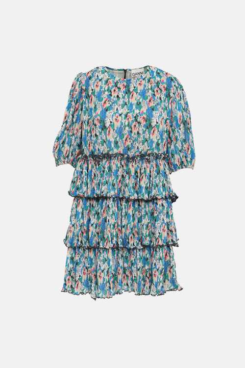 Ganni Floral Pleated Dress