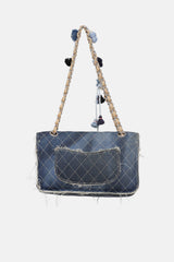Chanel 2015 Paris Dubai Medium Denim Pom-Pom Flap Bag