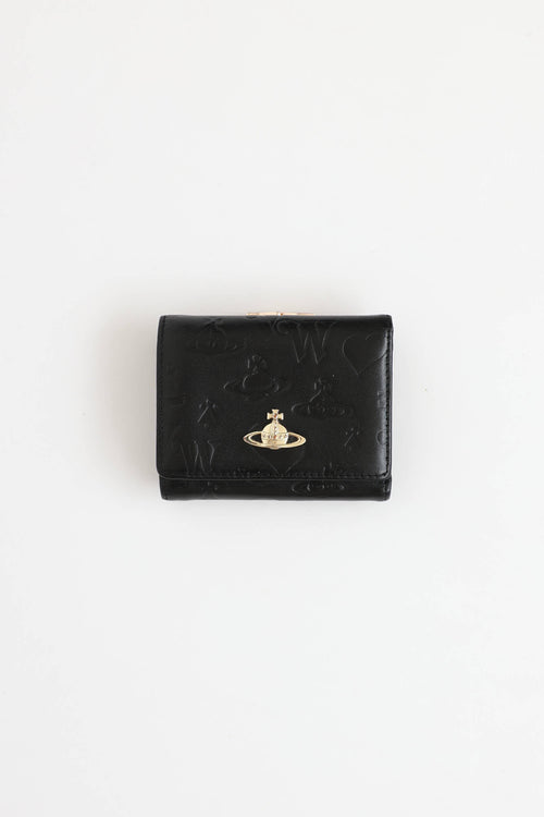 Vivienne Westwood black leather trifold wallet