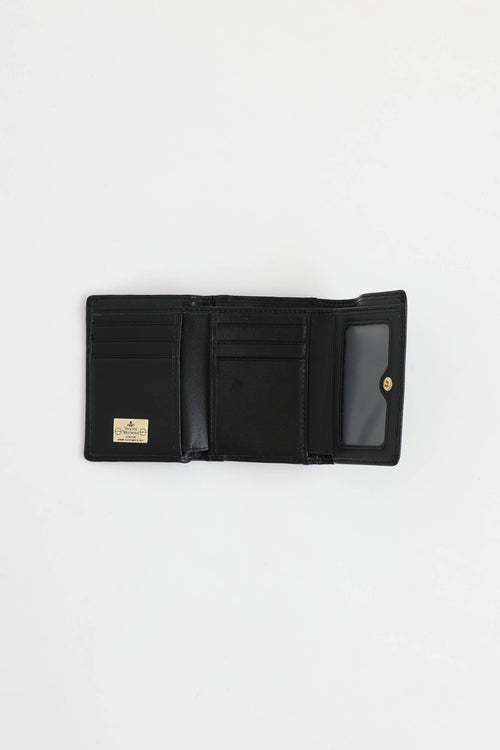 Vivienne Westwood black leather trifold wallet