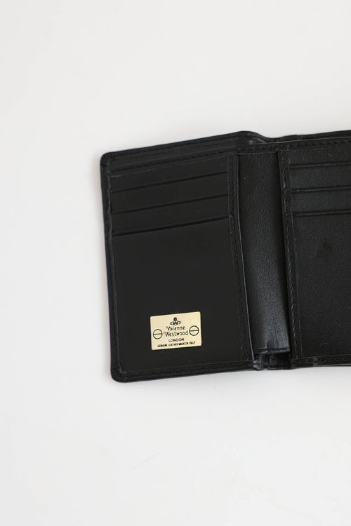 Vivienne Westwood black leather trifold wallet