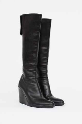 Prada Leather Wedge Boot
