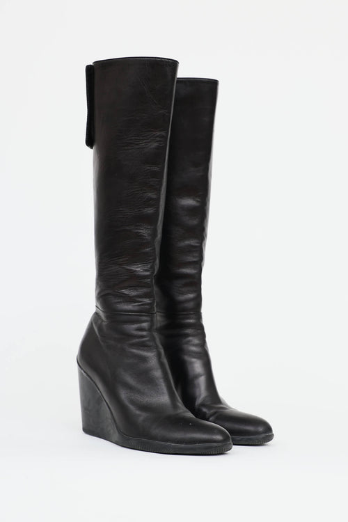 Prada Leather Wedge Boot