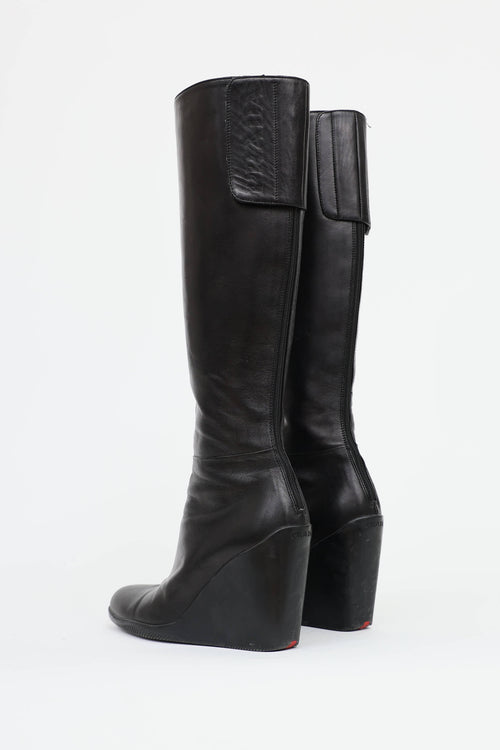 Prada Leather Wedge Boot