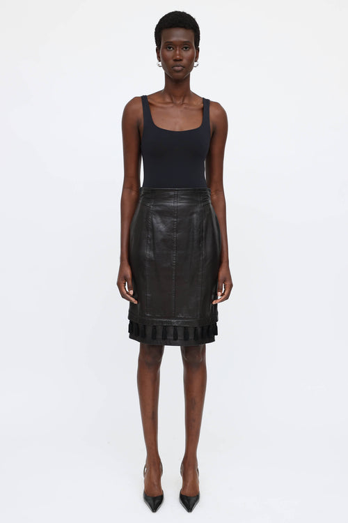 c. 1980'S Leather Tassel Skirt