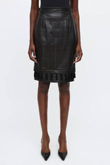 Escada Leather Tassel Skirt