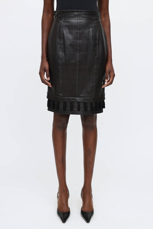 Escada Leather Tassel Skirt