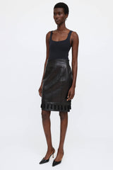 Escada Leather Tassel Skirt