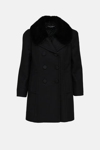 Wool & Fur Double Breasted Coat