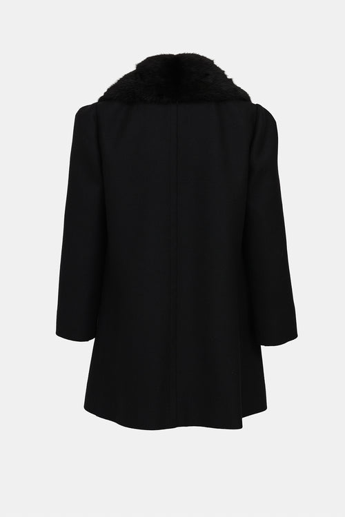 Wool & Fur Double Breasted Coat