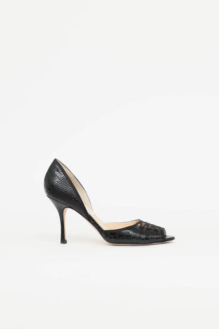 Jimmy Choo Embossed Peep Toe Pump