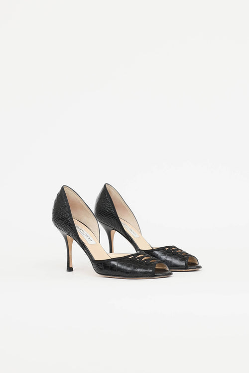 Jimmy Choo Embossed Peep Toe Pump