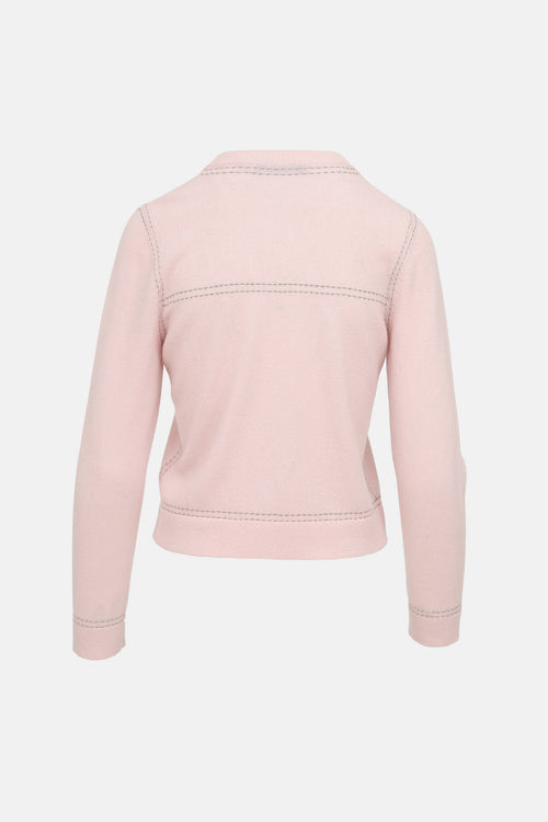 Black Goat Conrast Stitch Knit Cardigan