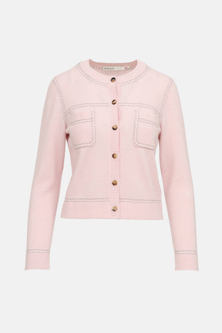 Black Goat Conrast Stitch Knit Cardigan