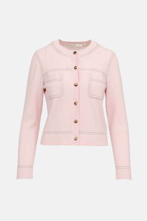 Black Goat Conrast Stitch Knit Cardigan