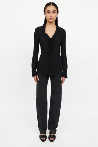 Jil Sander Semi-Sheer Ruffle  Top