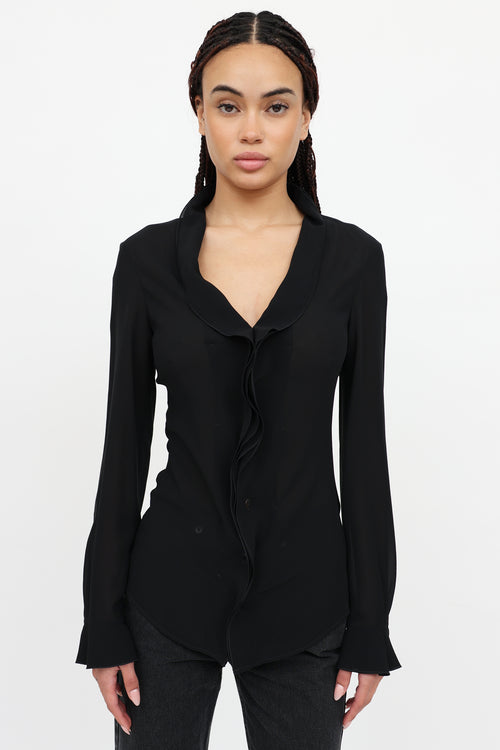 Jil Sander Semi-Sheer Ruffle  Top