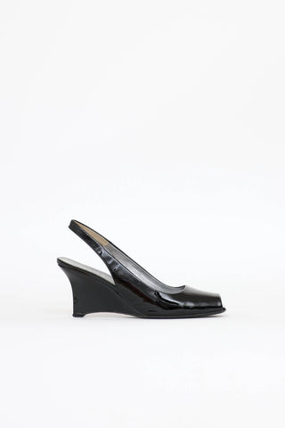Prada Patent Slingback Wedge Pump