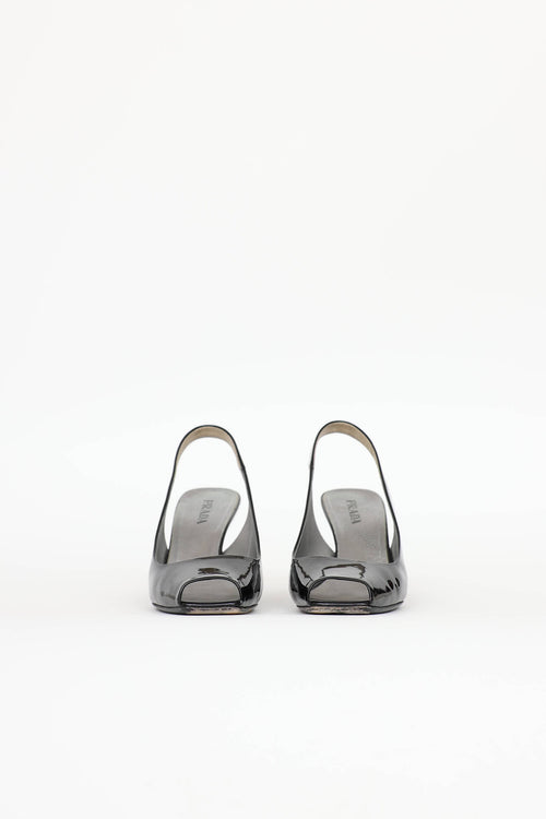 Prada Patent Slingback Wedge Pump