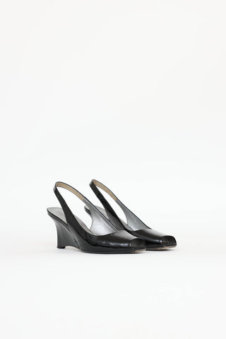 Prada Patent Slingback Wedge Pump