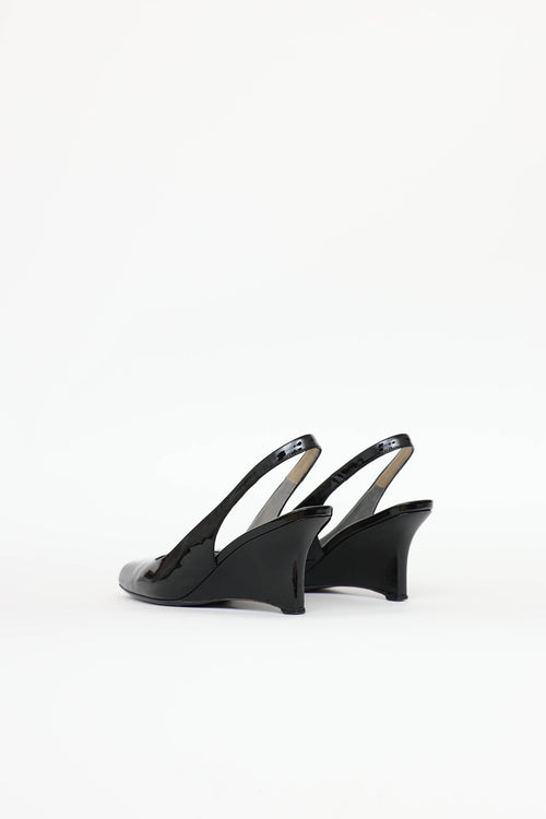 Prada Patent Slingback Wedge Pump