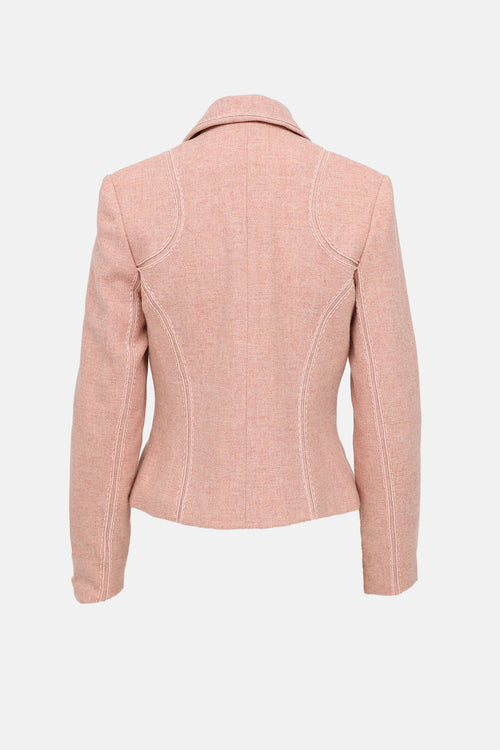 Carolina Herrera Stitch Panel Wool Coat