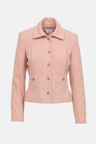 Carolina Herrera Stitch Panel Wool Coat