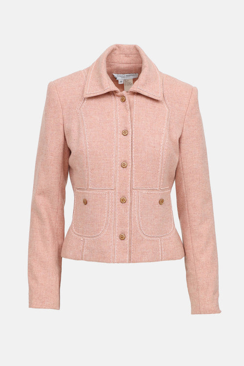 Carolina Herrera Stitch Panel Wool Coat