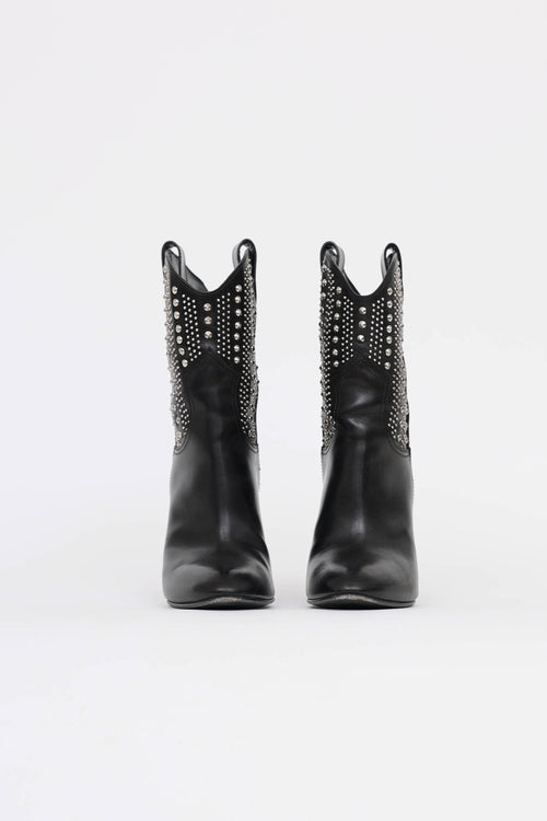 Saint Laurent Studded Heeled Cowboy Boot