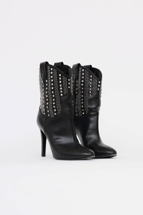 Saint Laurent Studded Heeled Cowboy Boot
