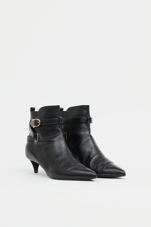 Celine Leather Buckle Ankle Boot