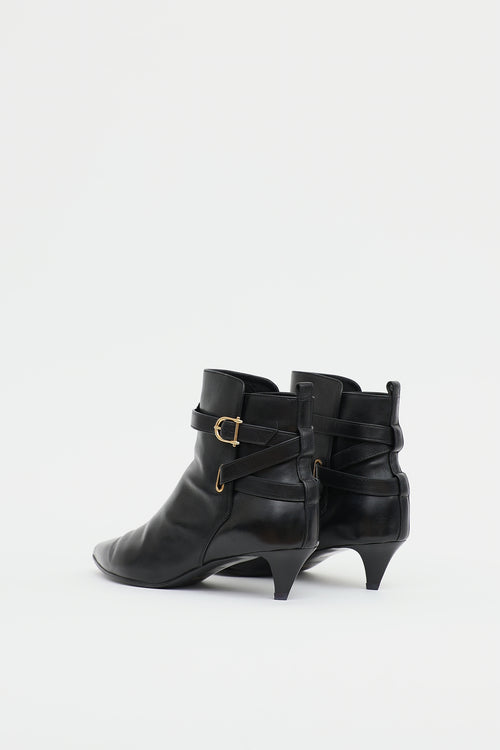 Celine Leather Buckle Ankle Boot