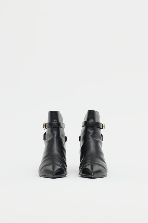 Celine Leather Buckle Ankle Boot