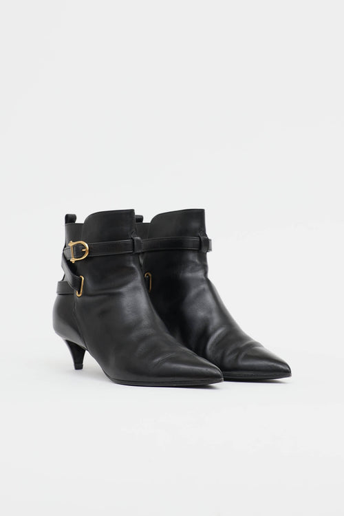 Celine Leather Buckle Ankle Boot