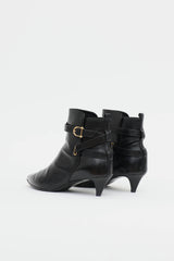 Celine Leather Buckle Ankle Boot
