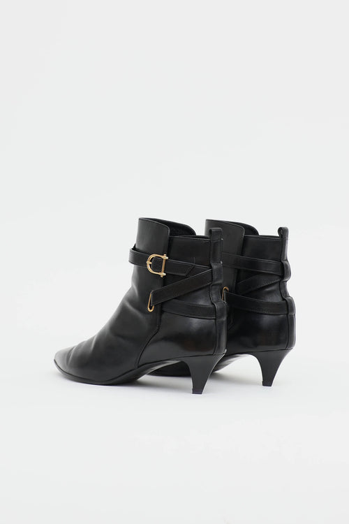 Celine Leather Buckle Ankle Boot
