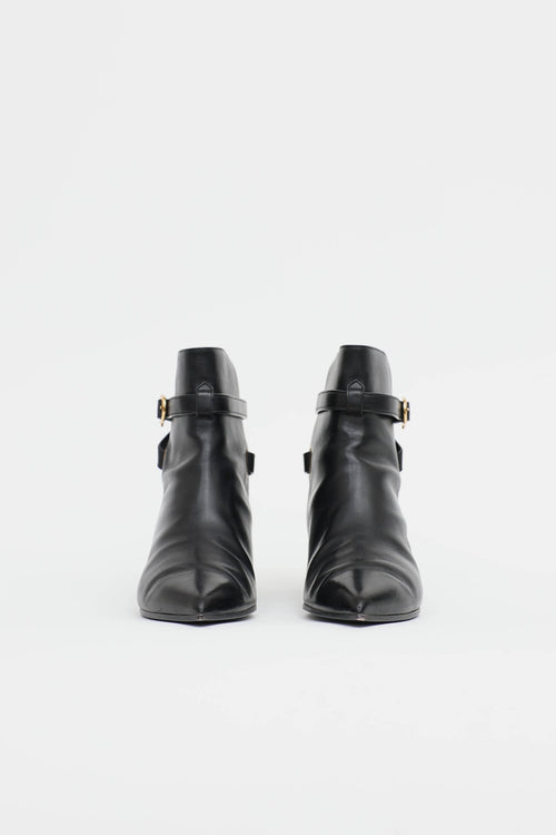 Celine Leather Buckle Ankle Boot