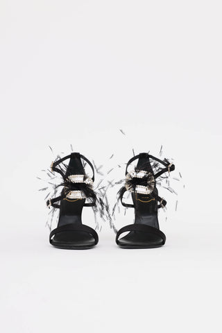Roger Vivier Feather Strass Heel Sandal