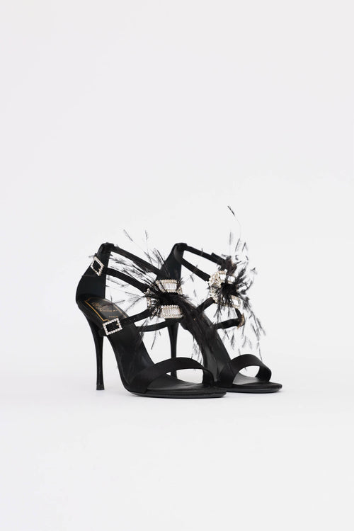Roger Vivier Feather Strass Heel Sandal