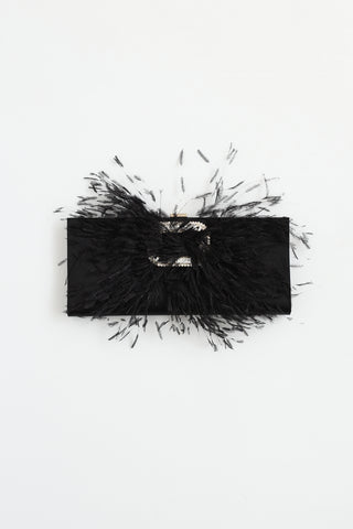 Roger Vivier Satin Feather Clutch