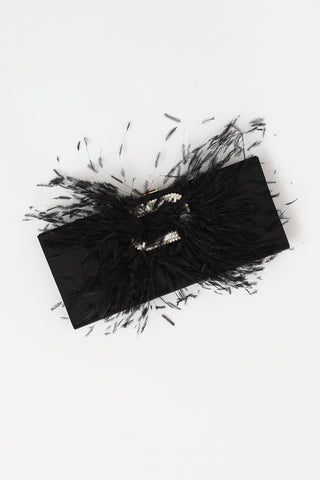 Roger Vivier Satin Feather Clutch