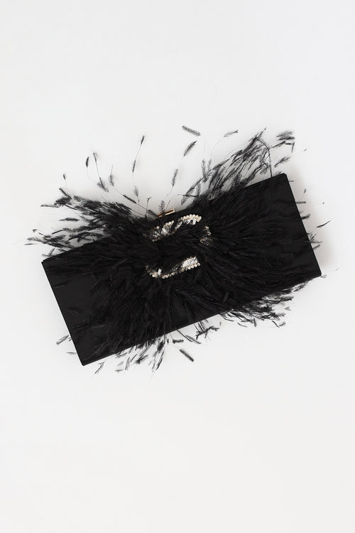 Roger Vivier Satin Feather Clutch