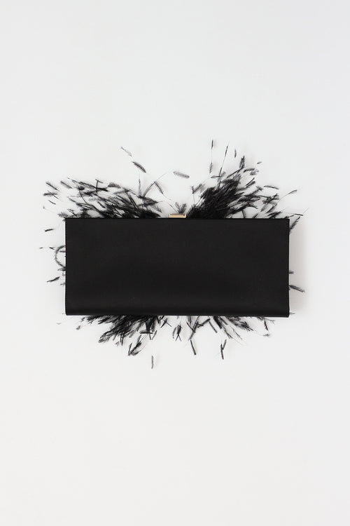 Roger Vivier Satin Feather Clutch