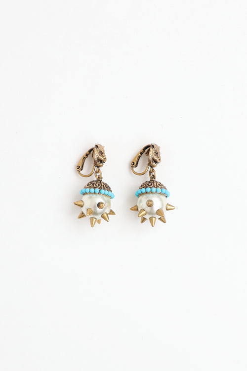 Gucci Spike Pearl Drop Earrings