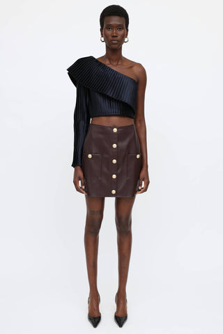 Balmain One Shoulder Plisse Top