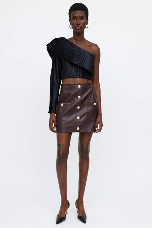 Balmain One Shoulder Plisse Top