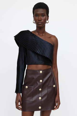 Balmain One Shoulder Plisse Top